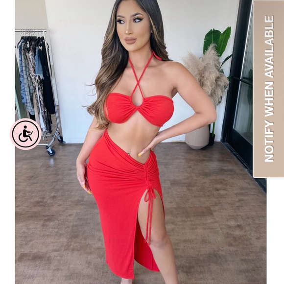 OOTDFash Other - Kelly Halter Skirt Set(Red)
